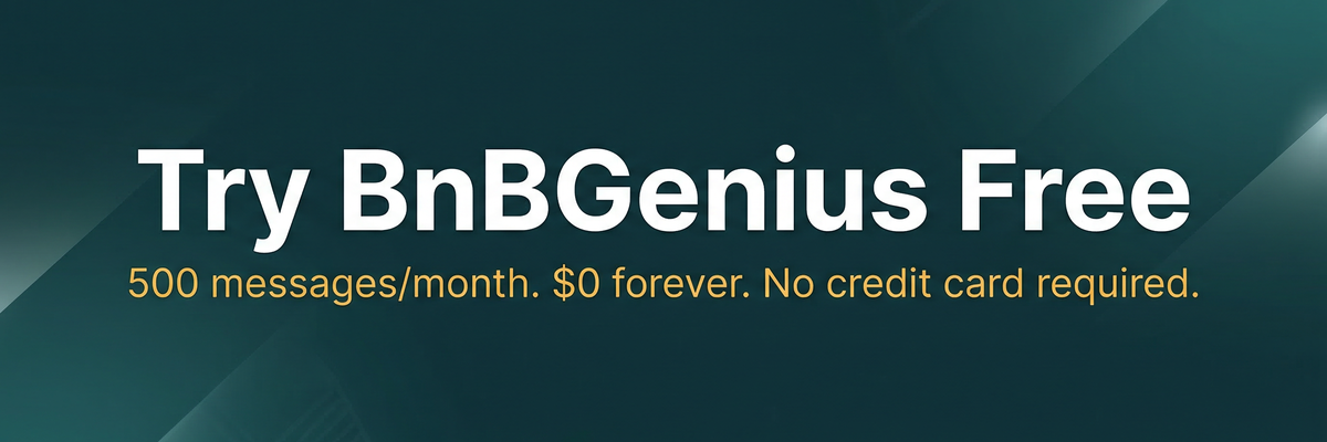 CTA banner inviting Airbnb hosts to try BnBGenius for free