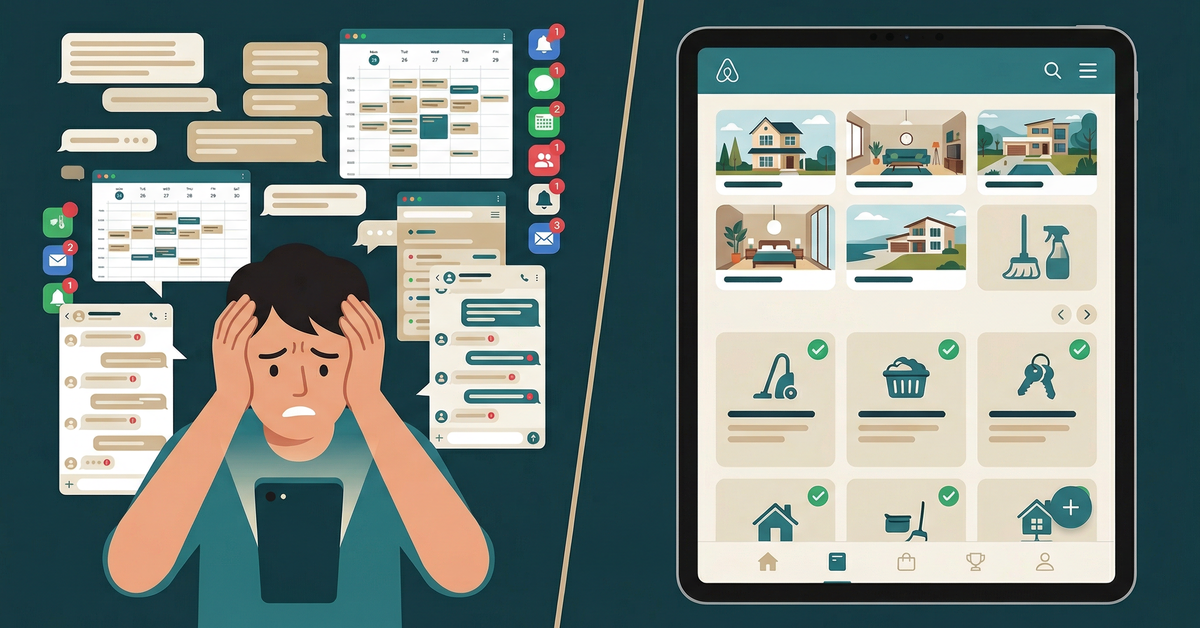 Illustration of a host overwhelmed by cleaner texts