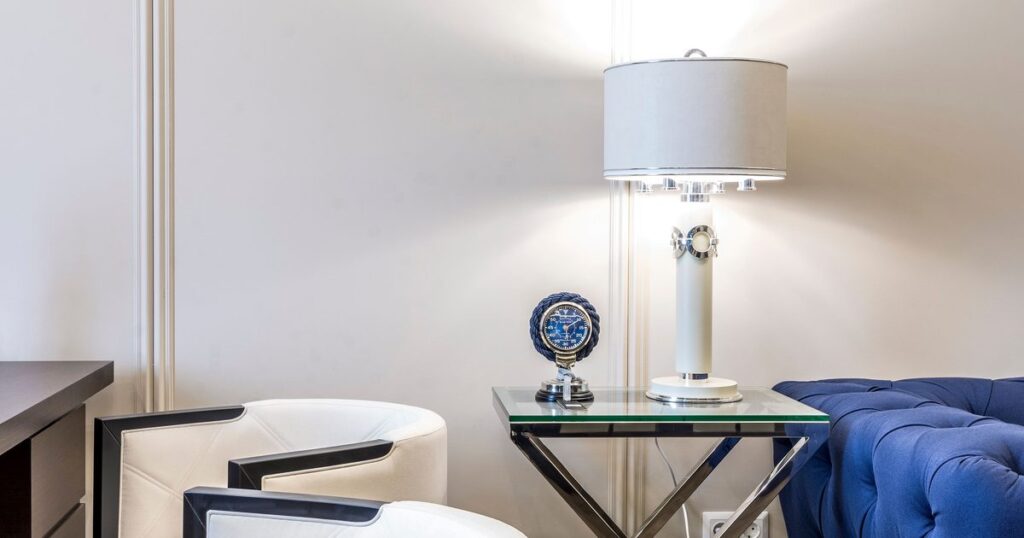 Bright styled corner of a modern apartment prepared for listing photos