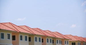 Row of houses in a residential development, the supply side of an Airbnb market